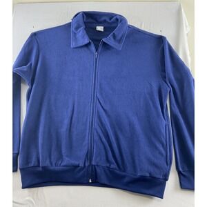 Haband Fleece Sweatshirt Mens Size Large Long Sleeve Full Front Zip Navy Blue